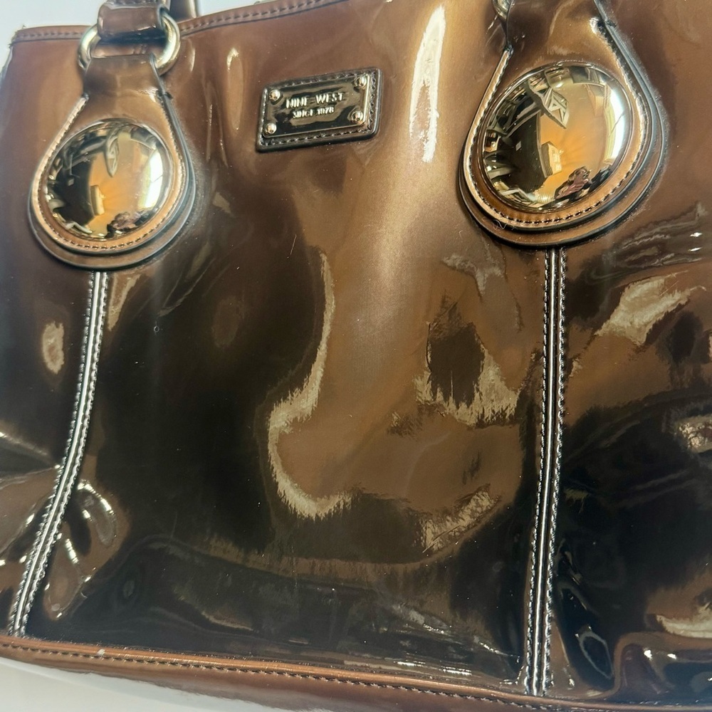 Nine west patent bronze/ brown ombre tote bag ❤️ - Picture 6 of 9
